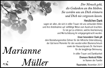 Traueranzeige von Marianne Müller von Südthüringer Presse