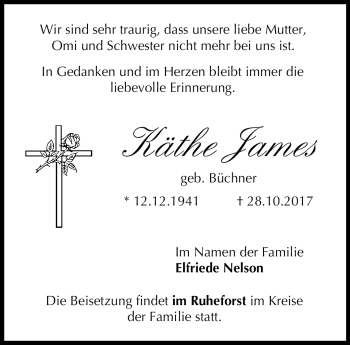 Traueranzeige von Käthe James von Neue Presse Coburg