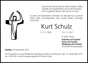 Traueranzeige von Kurt Schulz von Neue Presse Coburg