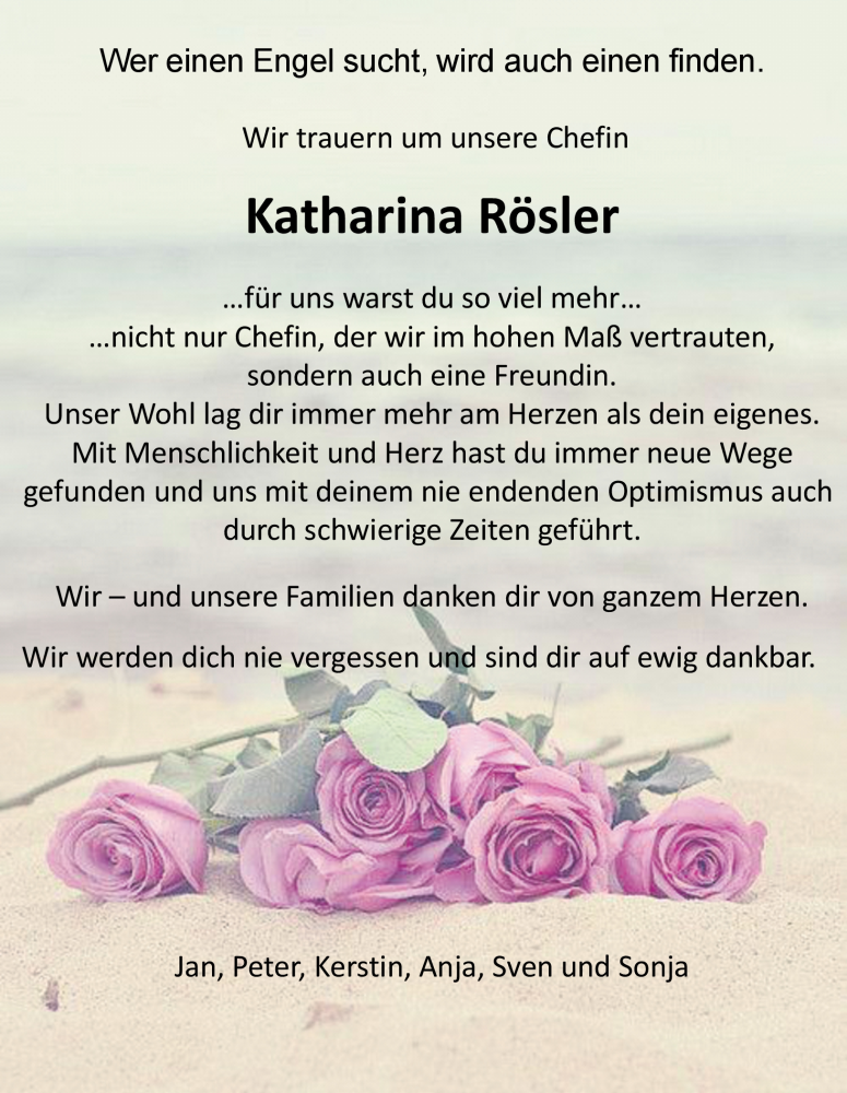  Traueranzeige für Katharina Rösler vom 09.11.2017 aus Neue Presse Coburg