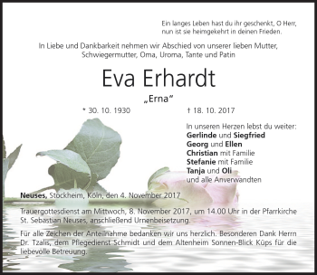 Traueranzeige von Eva Erhardt von Neue Presse Coburg