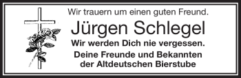 Traueranzeige von Jürgen Schlegel von Frankenpost