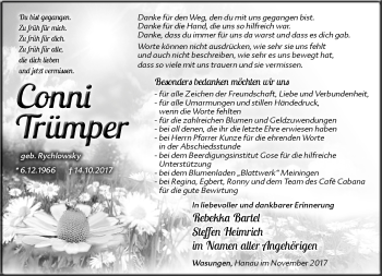 Traueranzeige von Conni Trümper von Südthüringer Presse
