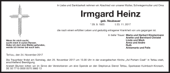 Traueranzeige von Irmgard Heinz von Neue Presse Coburg