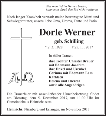 Traueranzeige von Dorle Werner von Südthüringer Presse