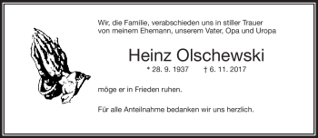 Traueranzeige von Heinz Olschewski von Frankenpost