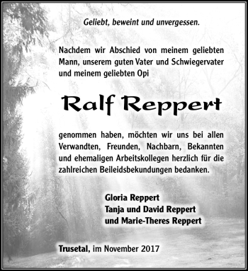 Traueranzeige von Ralf Reppert von Südthüringer Presse