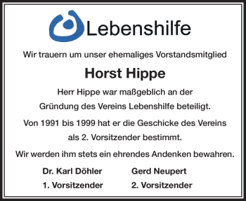 Traueranzeige von Horst Hippe von Frankenpost