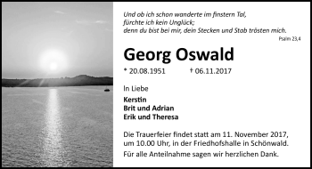 Traueranzeige von Georg Oswald von Frankenpost
