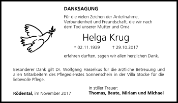 Traueranzeige von Helga Krug von Neue Presse Coburg