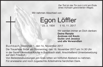 Traueranzeige von Egon Löffler von Neue Presse Coburg