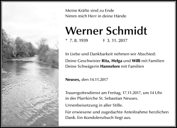 Traueranzeige von Werner Schmidt von Neue Presse Coburg