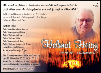 Traueranzeige von Helmut Heinz von Südthüringer Presse