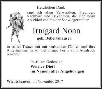 Traueranzeige von Irmgard Nonn von Südthüringer Presse