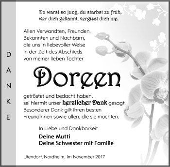 Traueranzeige von Doreen Na von Südthüringer Presse