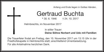 Traueranzeige von Gertraud Buchta von Frankenpost