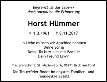 Traueranzeige von Horst Hümmer von Neue Presse Coburg