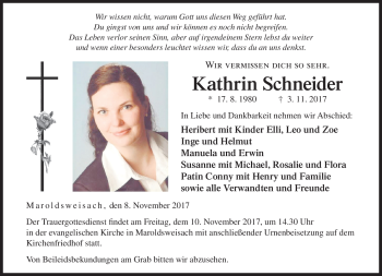 Traueranzeige von Kathrin Schneider von Neue Presse Coburg