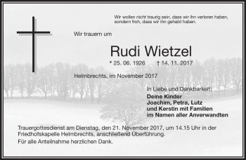 Traueranzeige von Rudi Wietzel von Frankenpost