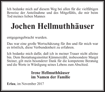 Traueranzeige von Jochen Helmuthhäuser von Südthüringer Presse