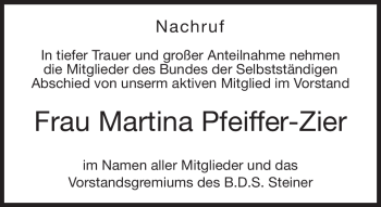Traueranzeige von Martina Pfeiffer-Zier von Neue Presse Coburg
