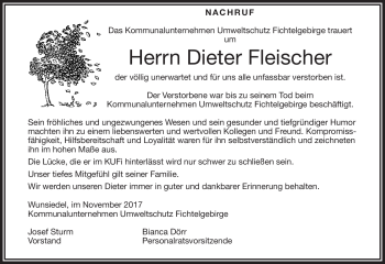 Traueranzeige von Fleischer Dieter von Frankenpost
