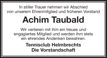 Traueranzeige von Taubald Achim von Frankenpost