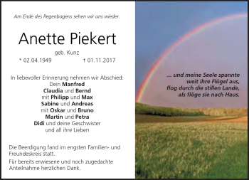 Traueranzeige von Annette Pieckert von Neue Presse Coburg