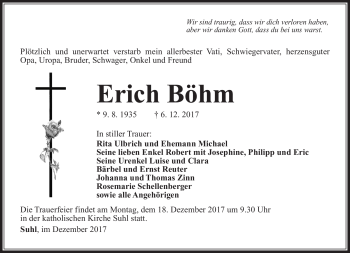 Traueranzeige von Erich Böhm von Südthüringer Presse