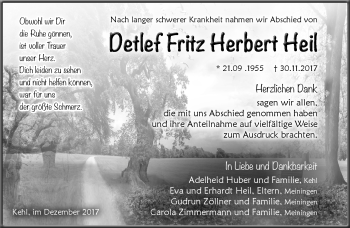 Traueranzeige von Detlef Fritz Herbert Heil von Südthüringer Presse