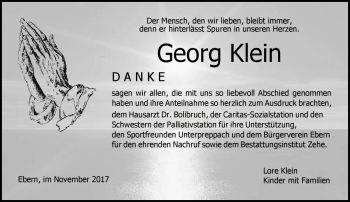 Traueranzeige von Georg Klein von Neue Presse Coburg