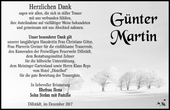 Traueranzeige von Günter Martin von Südthüringer Presse