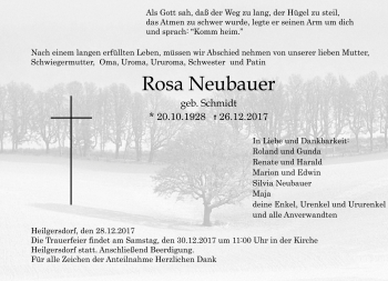 Traueranzeige von Rosa Neubauer von Neue Presse Coburg