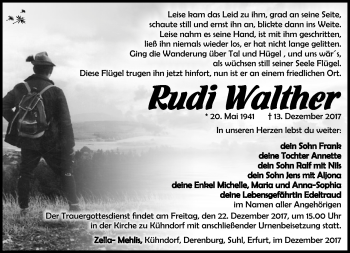 Traueranzeige von Rudi Walther von Südthüringer Presse
