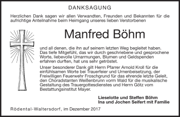 Traueranzeige von Manfred Böhm von Neue Presse Coburg