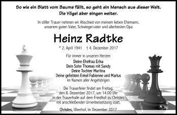 Traueranzeige von Heinz Radtke von Südthüringer Presse