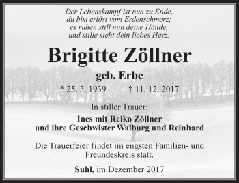 Traueranzeige von Brigitte Zöllner von Südthüringer Presse