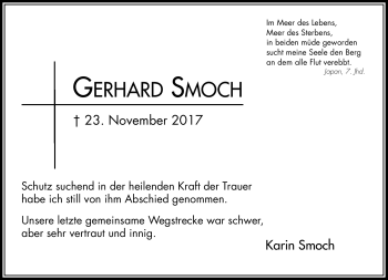 Traueranzeige von Gerhard Smoch von Frankenpost