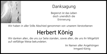 Traueranzeige von Herbert König von Südthüringer Presse