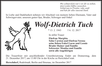 Traueranzeige von Wolf-Deitrich Tuch von Südthüringer Presse