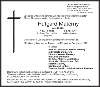 Traueranzeige von Rutgard Materny von Frankenpost