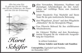 Traueranzeige von Horst Schäfer von Südthüringer Presse