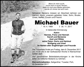 Traueranzeige von Michael Bauer von Südthüringer Presse