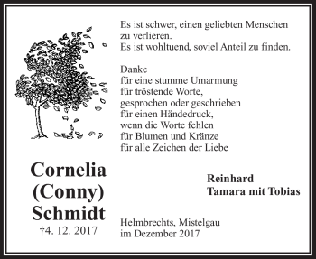 Traueranzeige von Cornelia Schmidt von Frankenpost