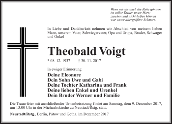 Traueranzeige von Theobald Voigt von Südthüringer Presse