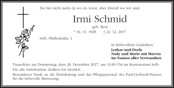 Traueranzeige von Irmi Schmid von Frankenpost