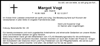 Traueranzeige von Margot Vogt von Neue Presse Coburg