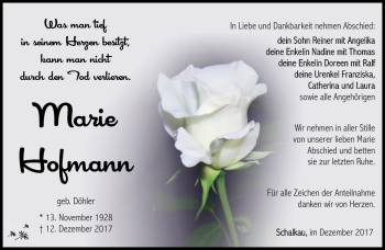 Traueranzeige von Marie Hofmann von Südthüringer Presse