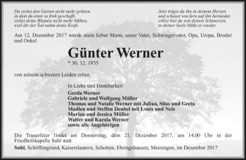 Traueranzeige von Günter Werner von Südthüringer Presse