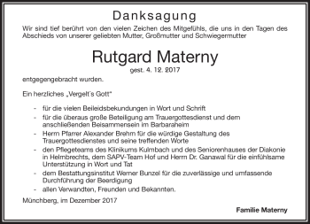 Traueranzeige von Rutgard Materny von Frankenpost